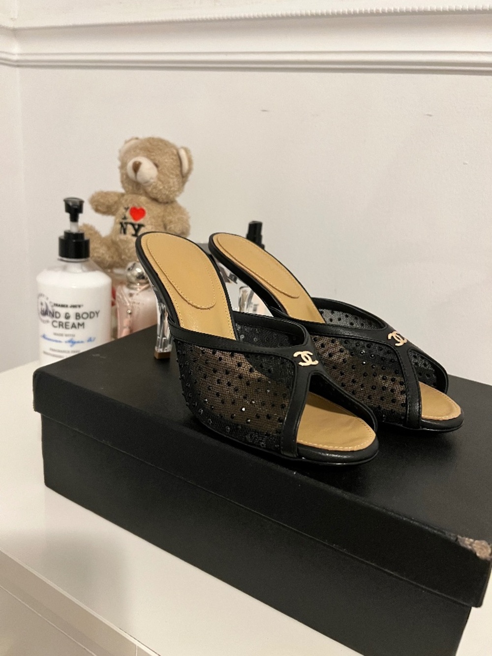 Chanel Mesh Heels with Rhinestones SZ37